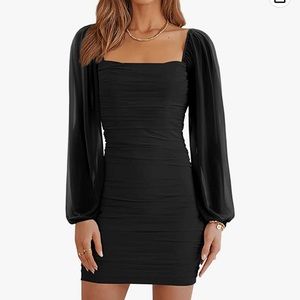 Ruched Cocktail Mini  Dress Black Small Worn Once